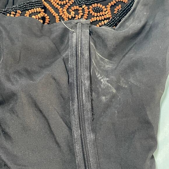 Vintage Cache Women's Sz 4 Top Cropped Silk Beaded Embellished Holiday brown - Picture 5 of 10